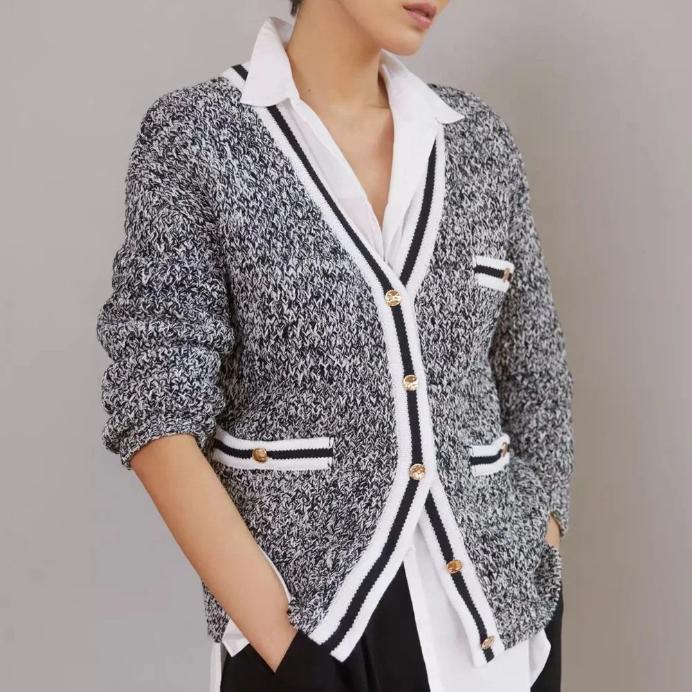 HTF Anthropologie Maeve Tweed Boyfriend Cardigan - Picture 2 of 7